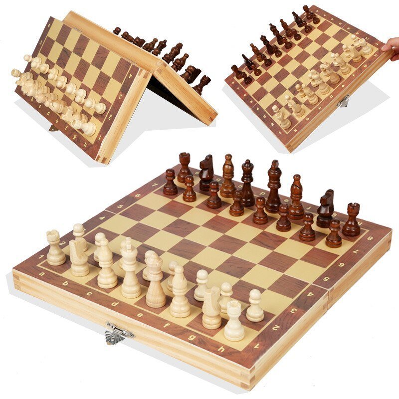 チェス 木製 チェッカーボード 折りたたみチェスボード ハイエンド パズルチェスゲーム 24cm x 24cm BQ301_画像5
