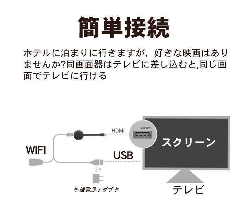 HDMIミラキャスト☆4K画質 ミラーキャスト モード切替なし HDMIインターフェース WIFI接続 _画像9