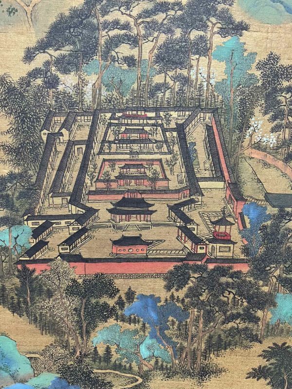 古びた蔵 中国書画 宋代画家『趙伯駒 青緑山水図 肉筆紙本』真作 掛け軸 書画立軸 巻き物 古美術_画像8