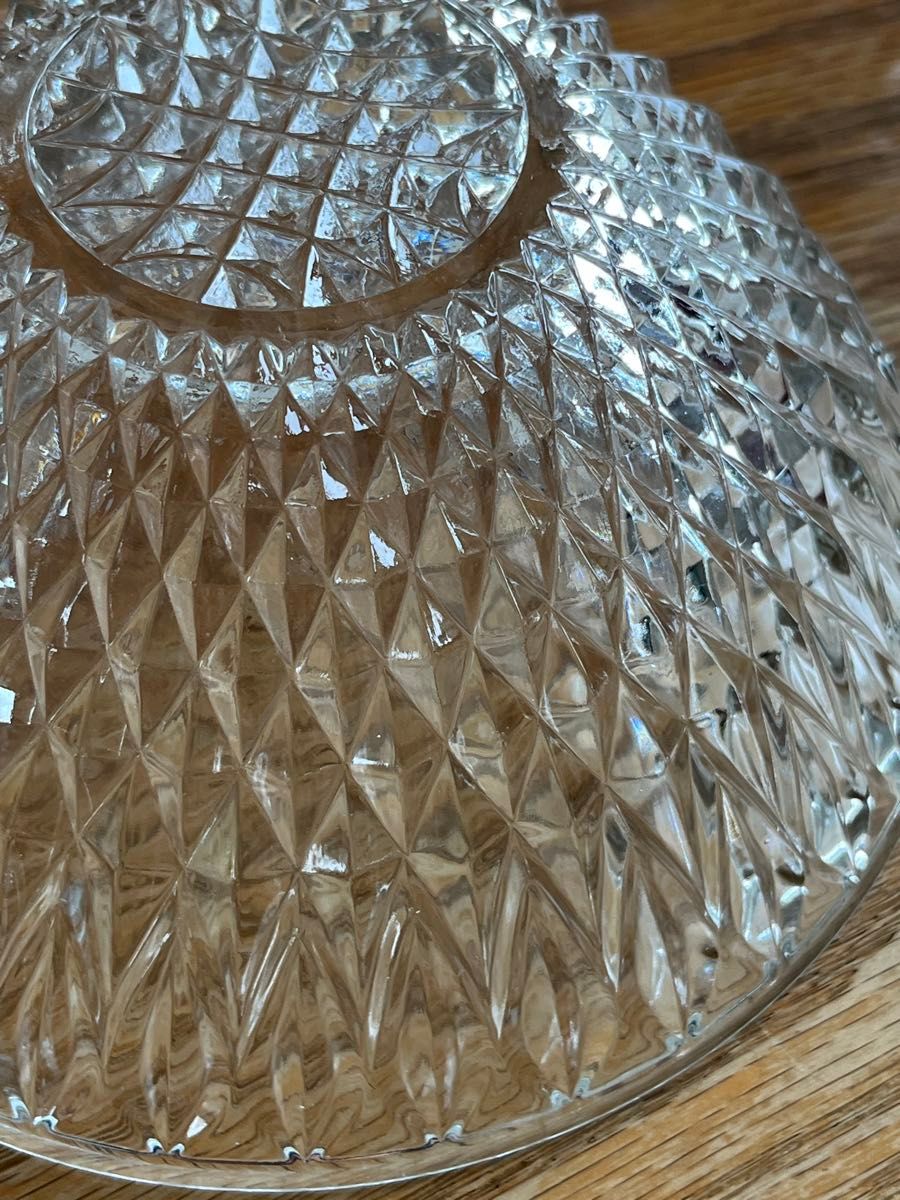 昭和レトロ　アンティーク　カットガラス　新品に近い　大きめガラスボウル　5個  クリスタル