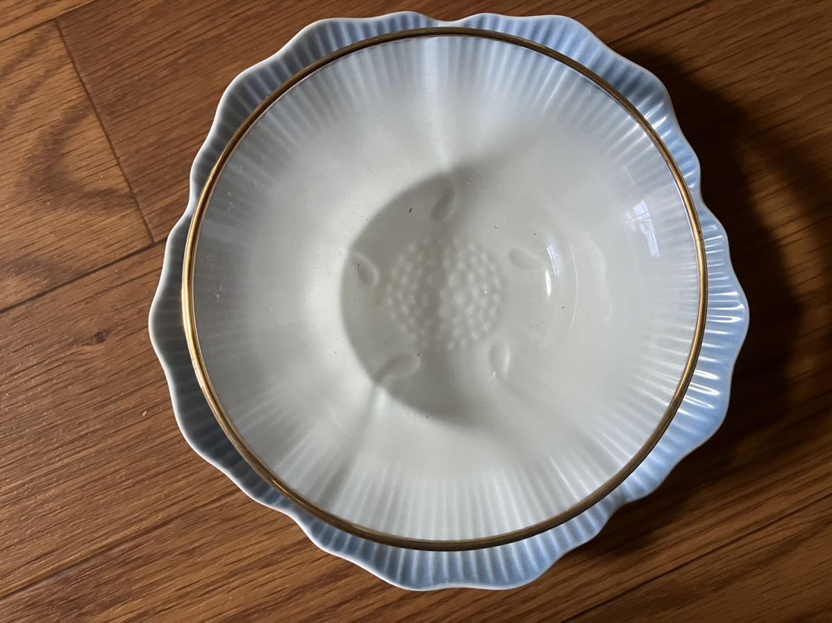 昭和レトロ　未使用　織部焼　華と雅のデザートセット　色変わり皿　小鉢レトロ_画像5