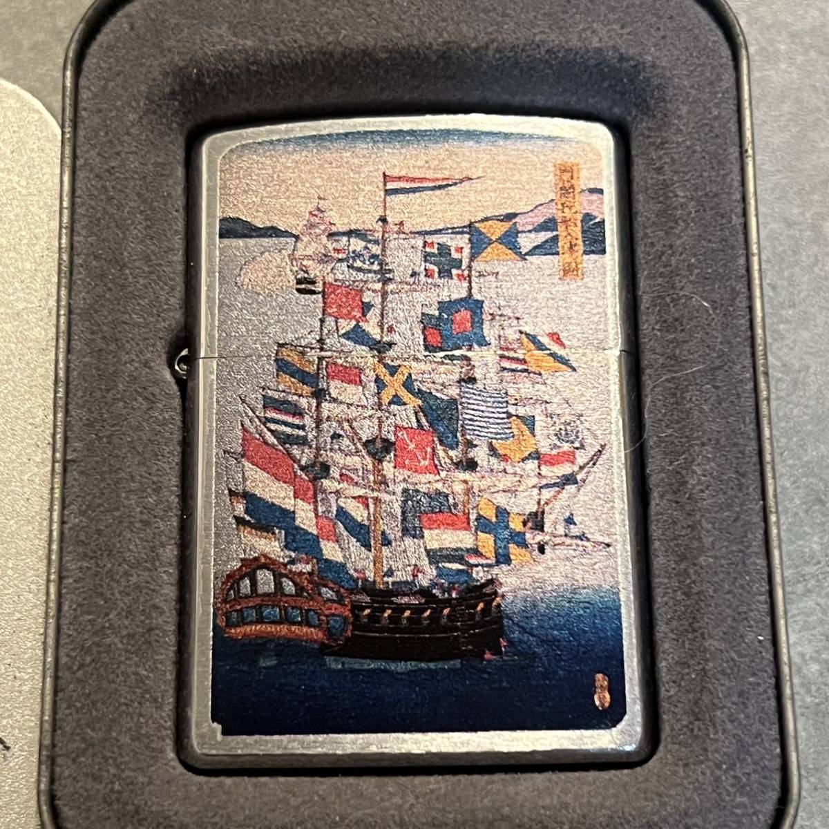 ZIPPO ジッポ ジッポー ライター 2004年製　国旗　船　フランス　イタリア　ヨーロッパ　海　スイス_画像1