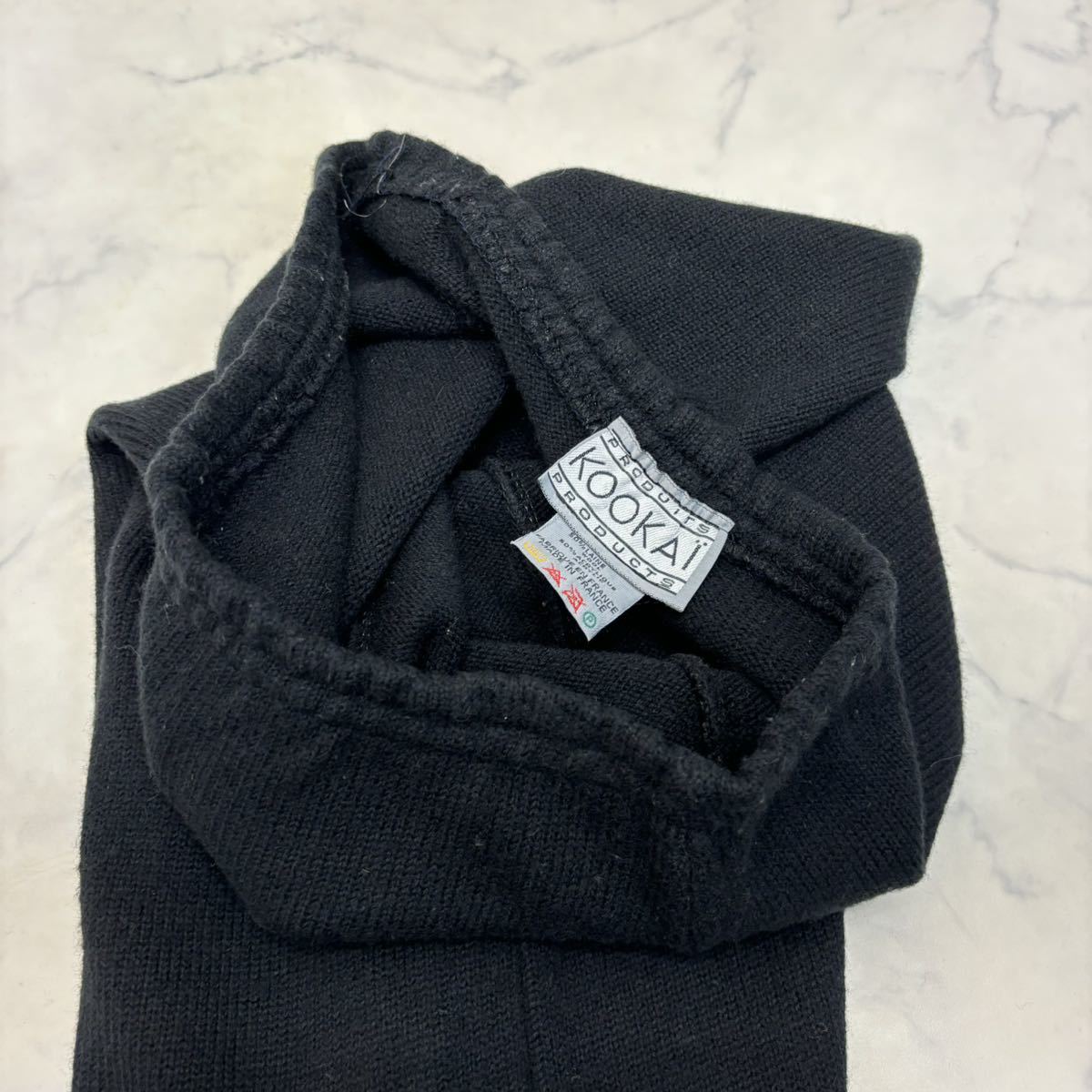 フランス製 KOOKAI パンツ ニット 黒 ブラック 羊毛50% ウール混 レディース クーカイ_画像4
