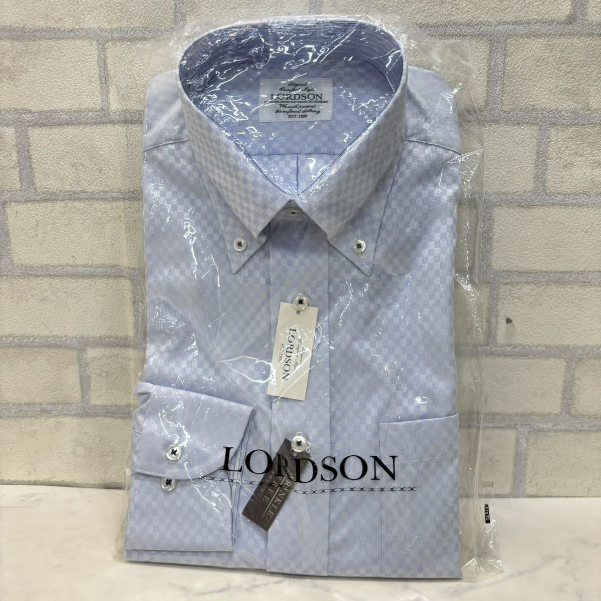 新品 未使用 LORDSON 長袖 シャツ 39-76 ブルー 青 綿100% メンズの画像1