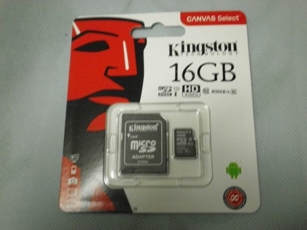 Kingston microSDHC CARD 16GB CLASS 10 UHS-I OK WITH ADAPTER Canvas Select SDCS/16GB KING STONE TECHNOLOGY THE NO1_画像1