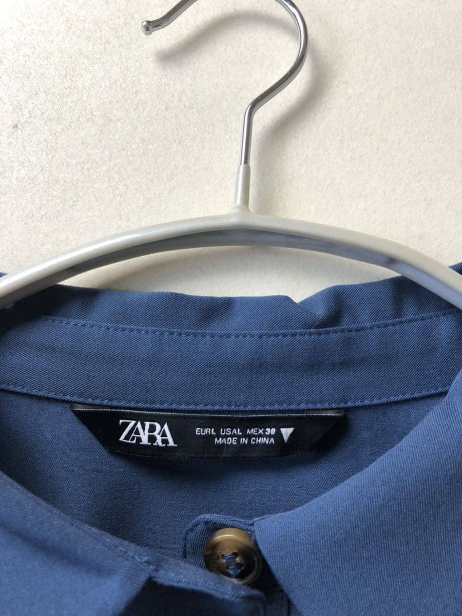 ザラ ZARA 大人可愛いゆったりプリーツ切替とろみシャツワンピース♪_画像6