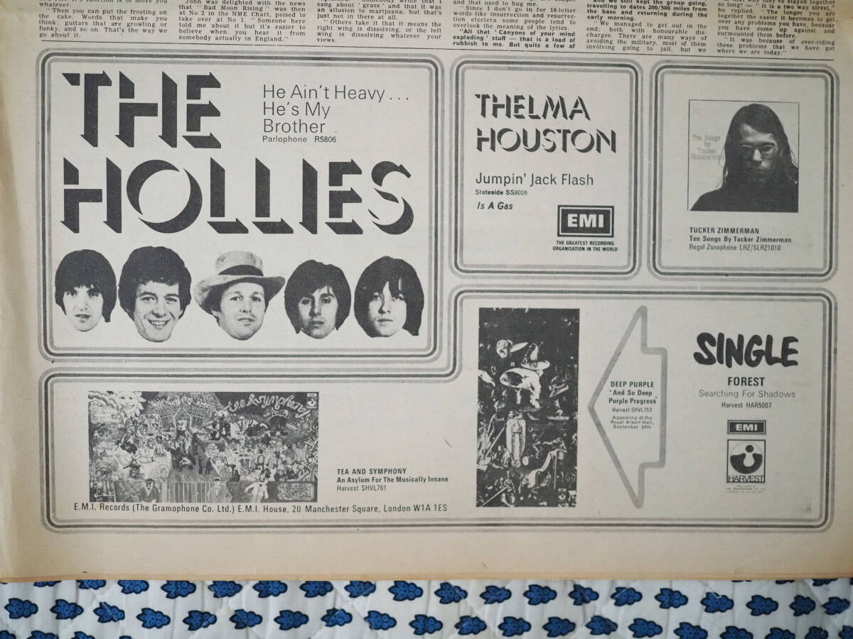 ★イギリス音楽誌【New Musical Express】1969年9月20日号★Beatles/CCR/Hollies/Moody Blues/Mick Jagger/Deep Purple★の画像9