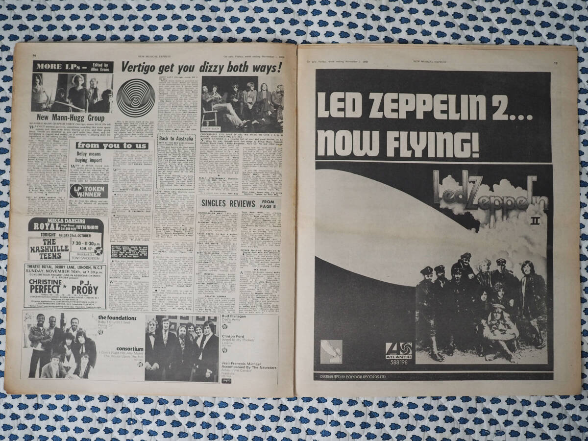 ★イギリス音楽誌【New Musical Express】1969年11月1日号★Led Zeppelin 2 / Beatles 'Something' / Pink Floyd 'Ummagumma'/ Jethro Tull_画像1