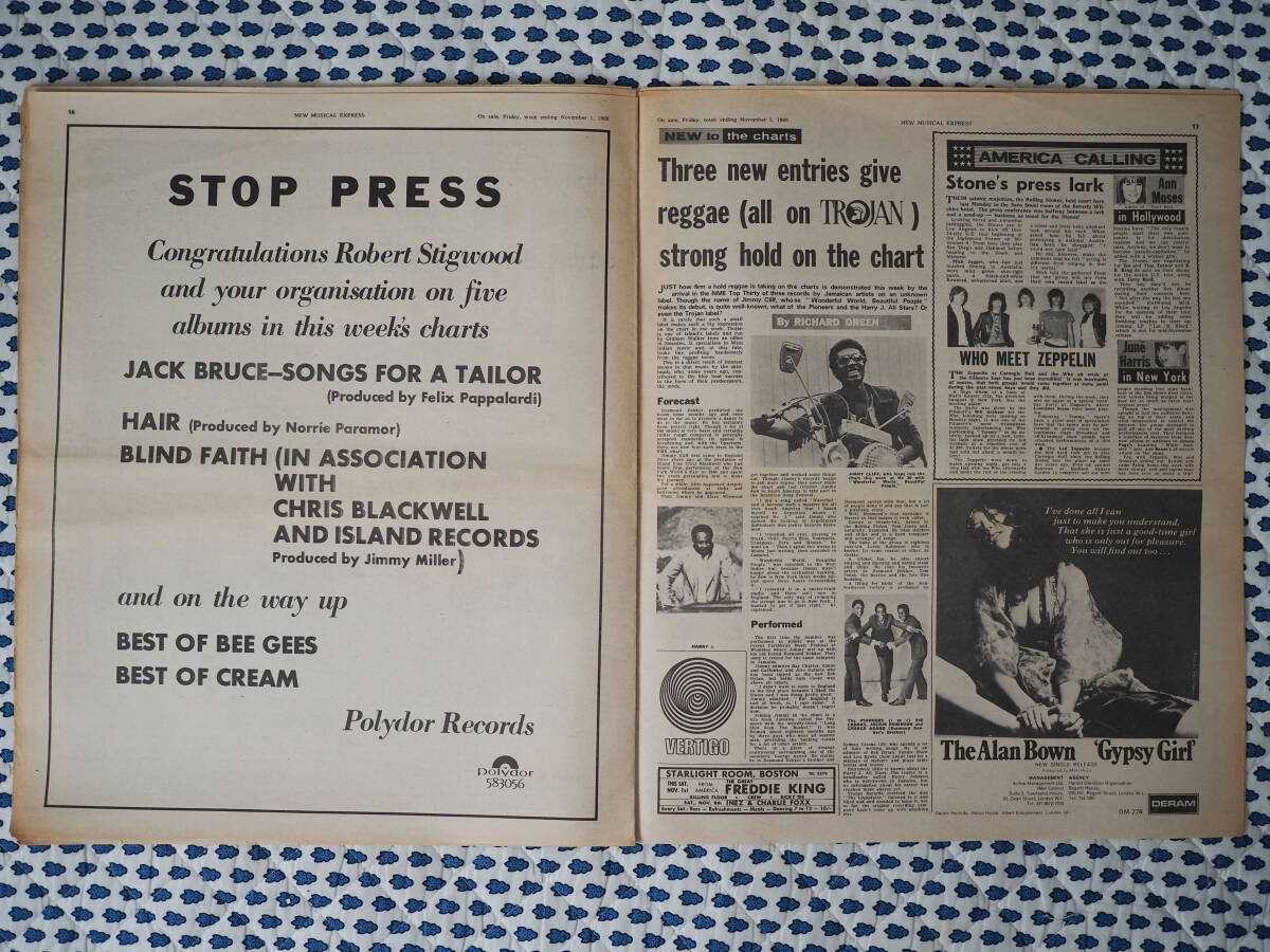 ★イギリス音楽誌【New Musical Express】1969年11月1日号★Led Zeppelin 2 / Beatles 'Something' / Pink Floyd 'Ummagumma'/ Jethro Tull_画像8