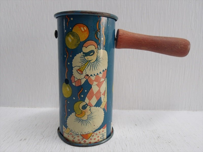 ブリキ 男女のピエロ 木とブリキの鳴り物 昭和レトロ 当時物 アメリカ製 ビンテージ 楽器 雑貨