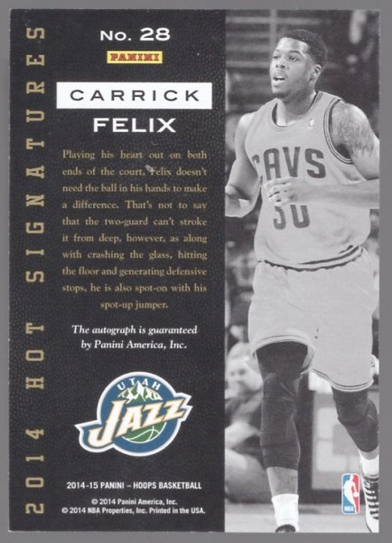 14-15 Panini Hoops Carrick Felix Auto_画像2