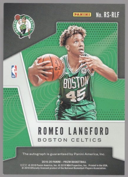 19-20 Panini Prizm Romeo Langford Auto_画像2