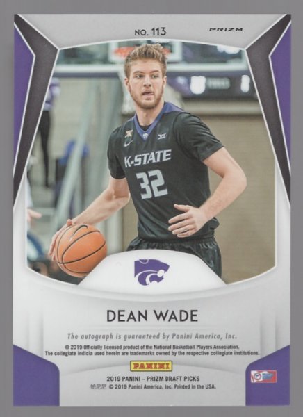 19-20 Panini Prizm Draft Silver Dean Wade Auto_画像2