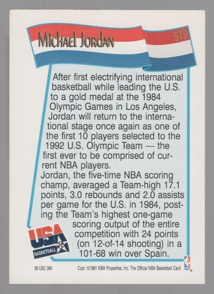91-92 Hoops Michael Jordan USA_画像2