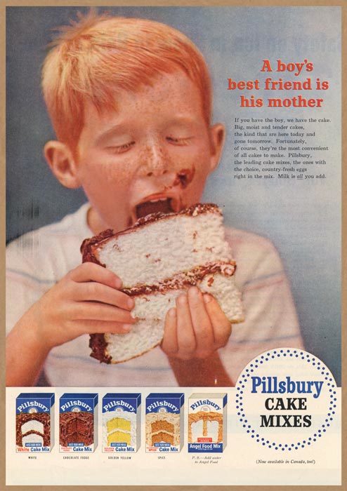ピルズベリー ケーキミックス レトロミニポスター B5サイズ 複製広告 ◆ Pillsbury 男の子 おやつ USAD5-419_画像1