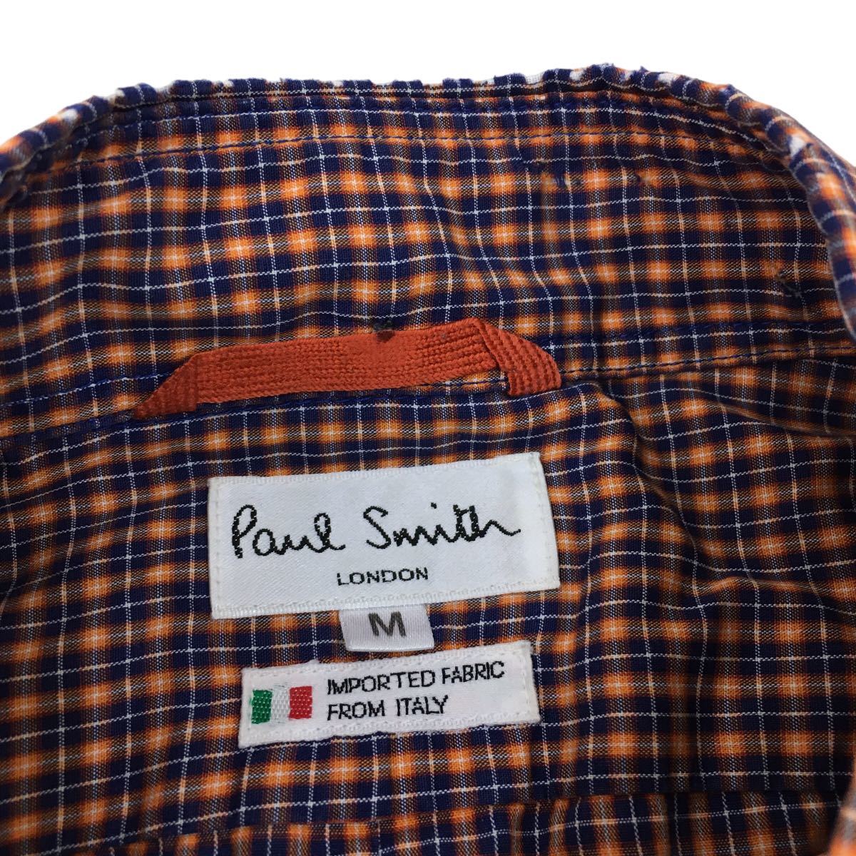 NC202 Paul Smith ポールスミス イタリア製 生地使用 ボタンダウン 長袖 シャツ カジュアルシャツ トップス メンズ M チェック柄 総柄 _画像6