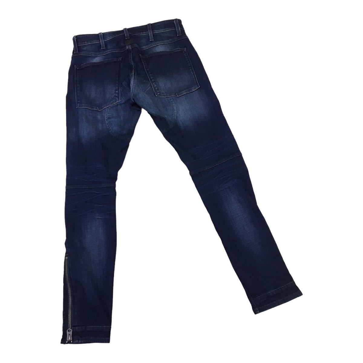 C321 G-STAR RAW ジースターロゥ 5620 アンクルジップ 3D スキニー デニム ジーンズ Gパン パンツ ボトムス ズボン メンズ W32L32 紺_画像4