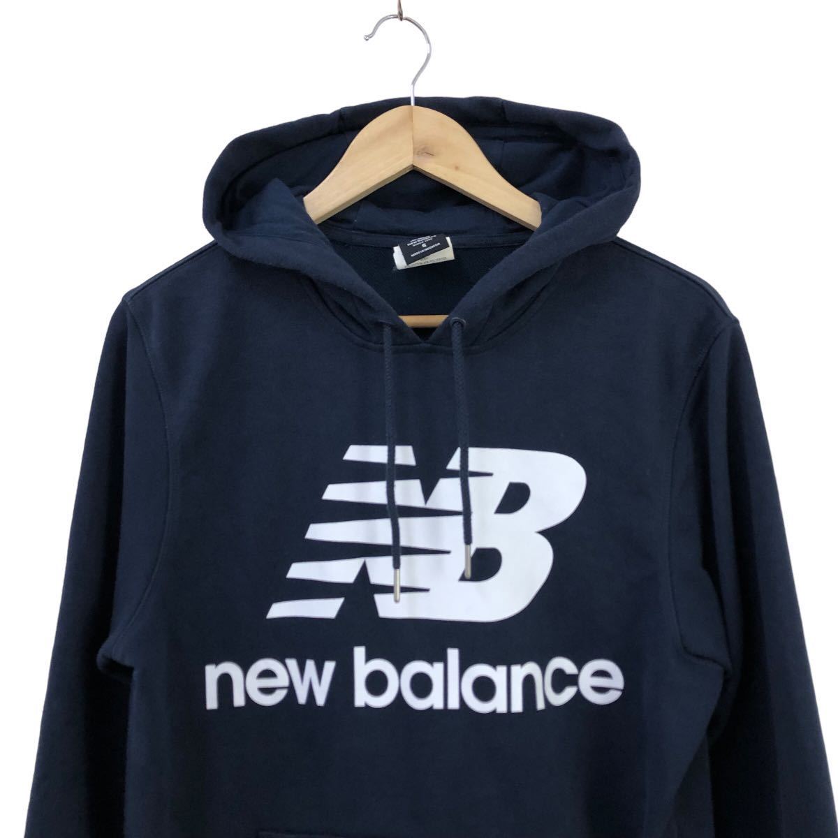 H696 хорошая вещь NEW BALANCE New balance длинный рукав f-ti- тренировочный тянуть over Parker футболка темно-синий Logo мужской S