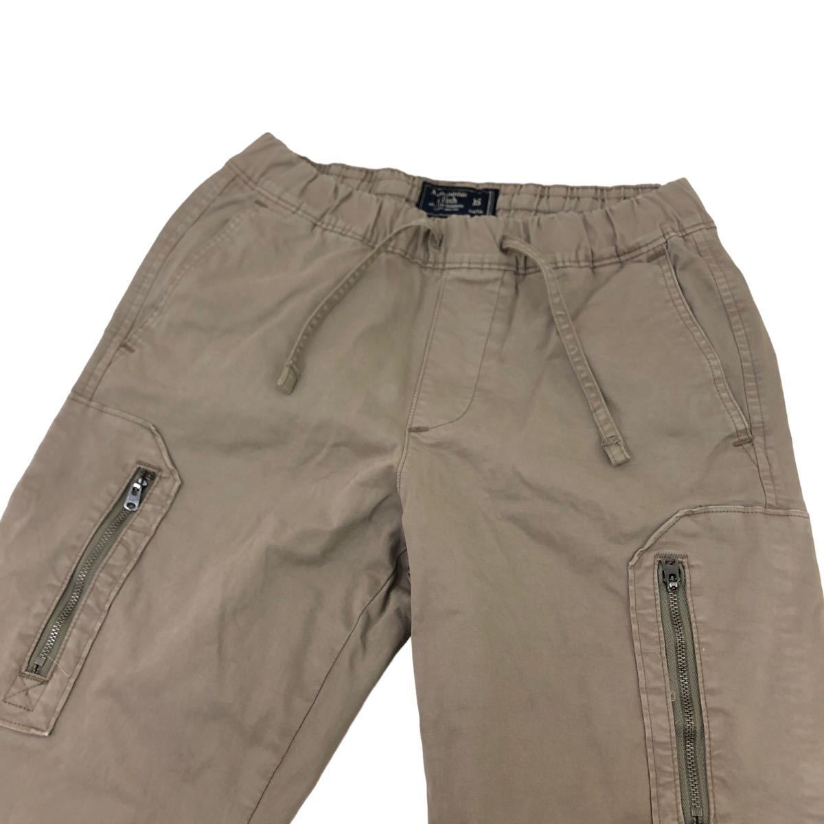 H699 Abercrombie&Fitch アバクロンビー＆フィッチ カーゴ ジョガー ワーク パンツ ボトムス ベージュ系 ストレッチ メンズ XS_画像4