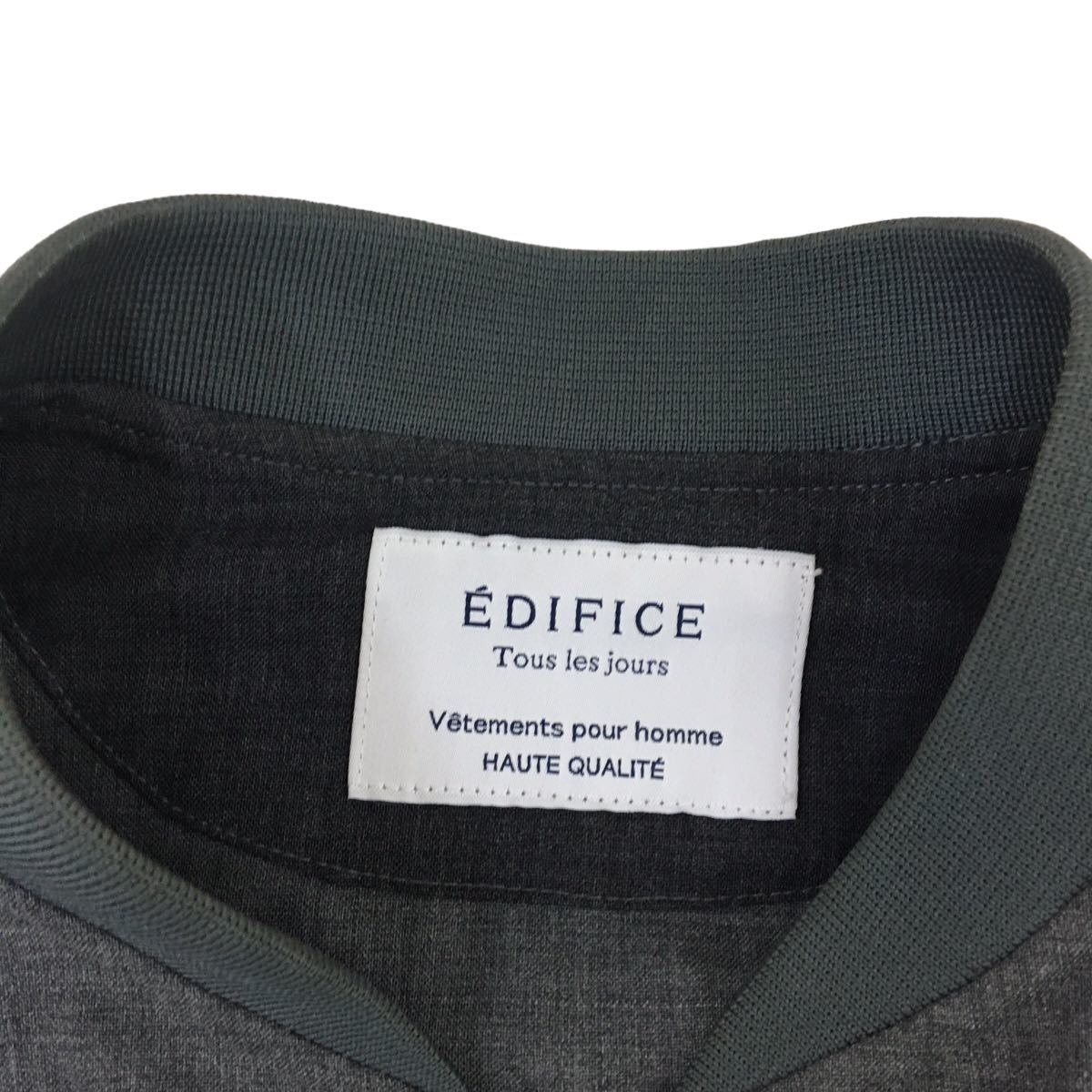 D514 EDIFICE エディフィス 長袖 ジップアップ ジャケット 上着 羽織り トップス 毛100% グレー系 2014年製 メンズ 48_画像7