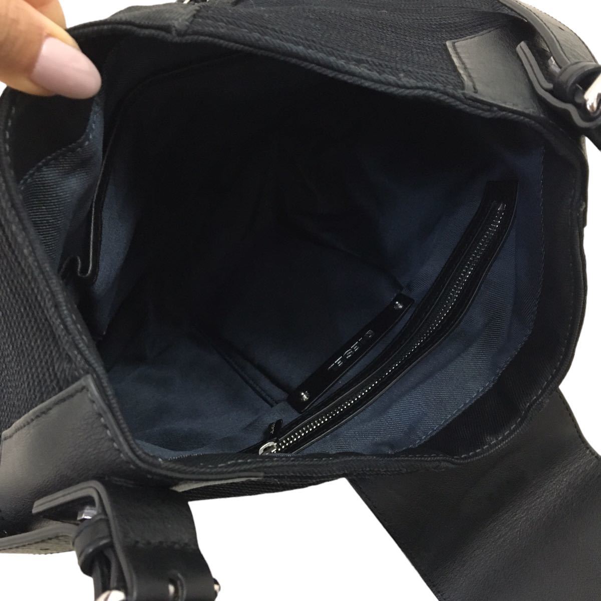 D518 DIESEL ディーゼル デザイン ハンドバッグ 肩掛け 手持ち 手提げ かばん カバン 鞄 バッグ BAG ブラック 実寸参考_画像7