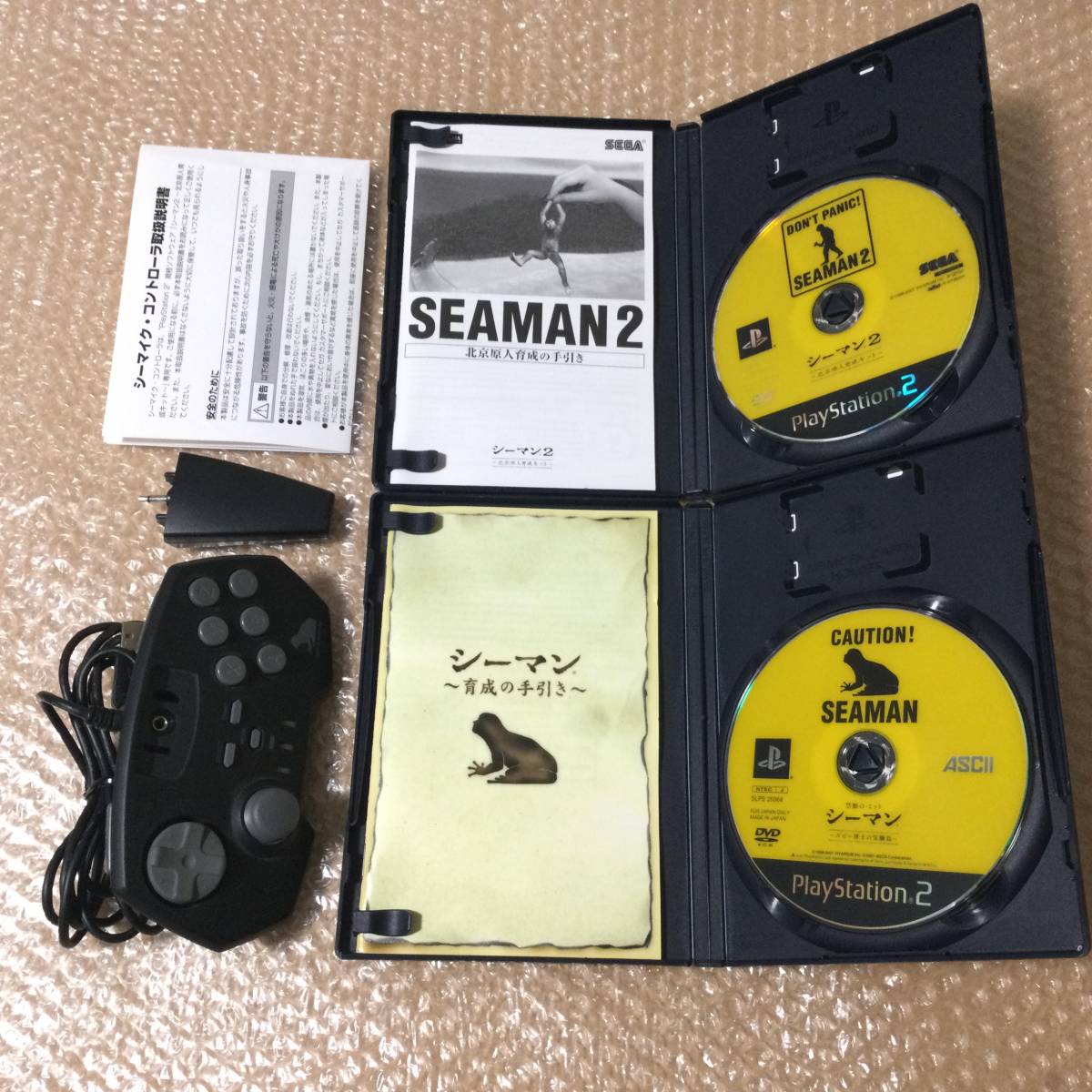 PS2 シーマン ＋ シーマン2 シーマイクコントローラ 説明書セット 禁断のペット ガゼー博士の実験島 北京原人育成キット 2本セット 送料520の画像2