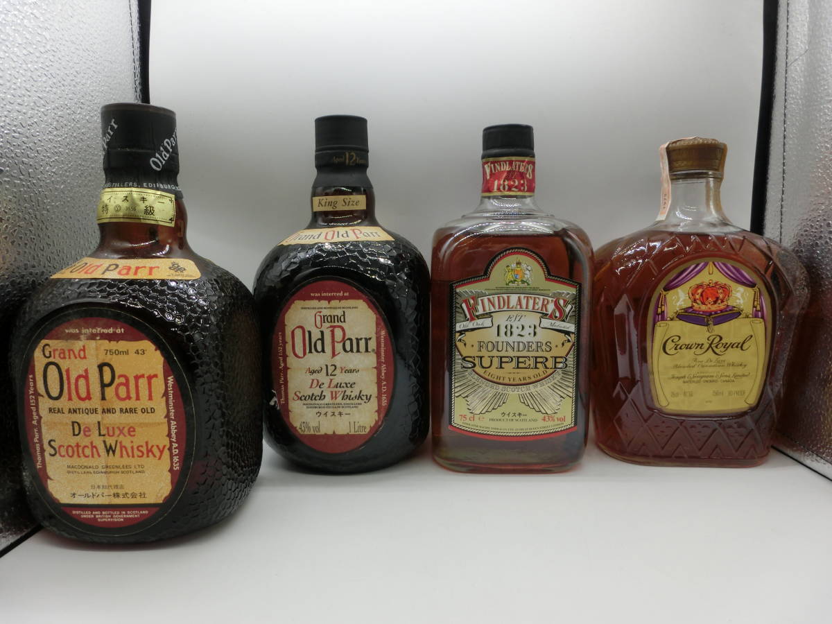 ・古酒・ ウィスキー4本セット★Ｏｌｄ　Ｐａｒｒ・1リットル・７５０ｍｌ　★ＦINＤLAＴERＳ　★Ｃｒｏｗｎ　Ｒｏｙａｌ・未開栓、保管品_画像1