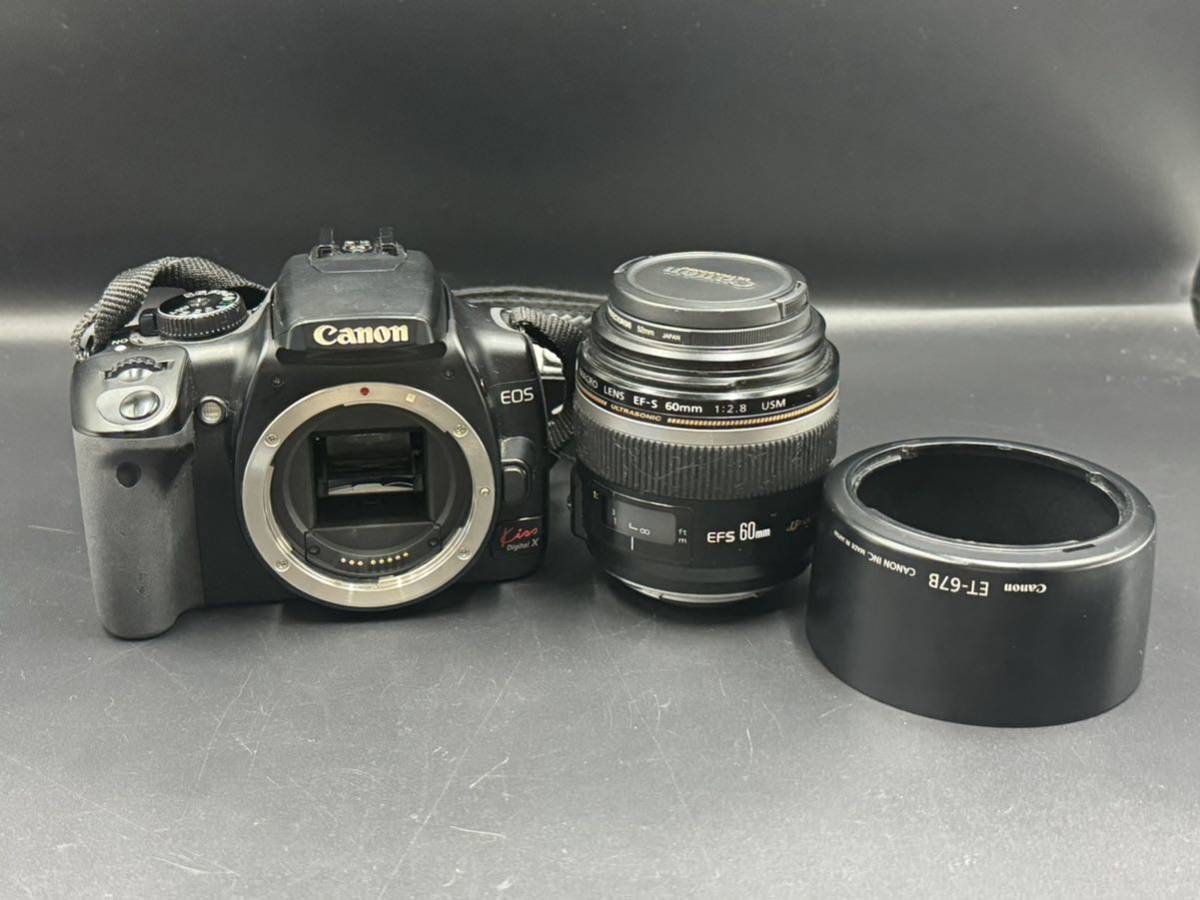 1円スタート Canon EOS kiss DigitalX キャノン レンズ EFS60mm ウルトラソニック 箱/説明書無 アダプター有　_画像3