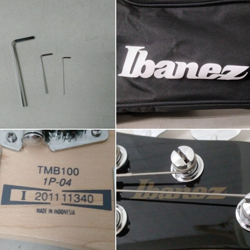 美品 Ibanez アイバニーズ TMB100 1P-04 エレキベース ソフトケース 付き エレキ 弦楽器 カーキ色の画像7