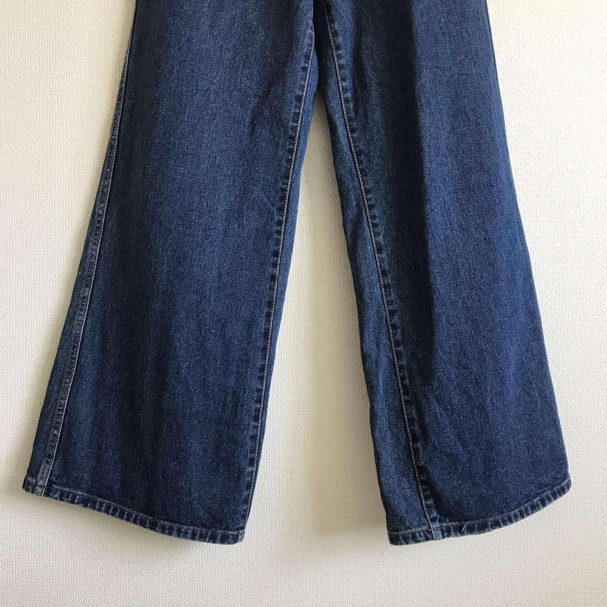 セレクトモカ ハイウエスト フレア ワイド デニム パンツ ジーンズ M ブルー ポケット