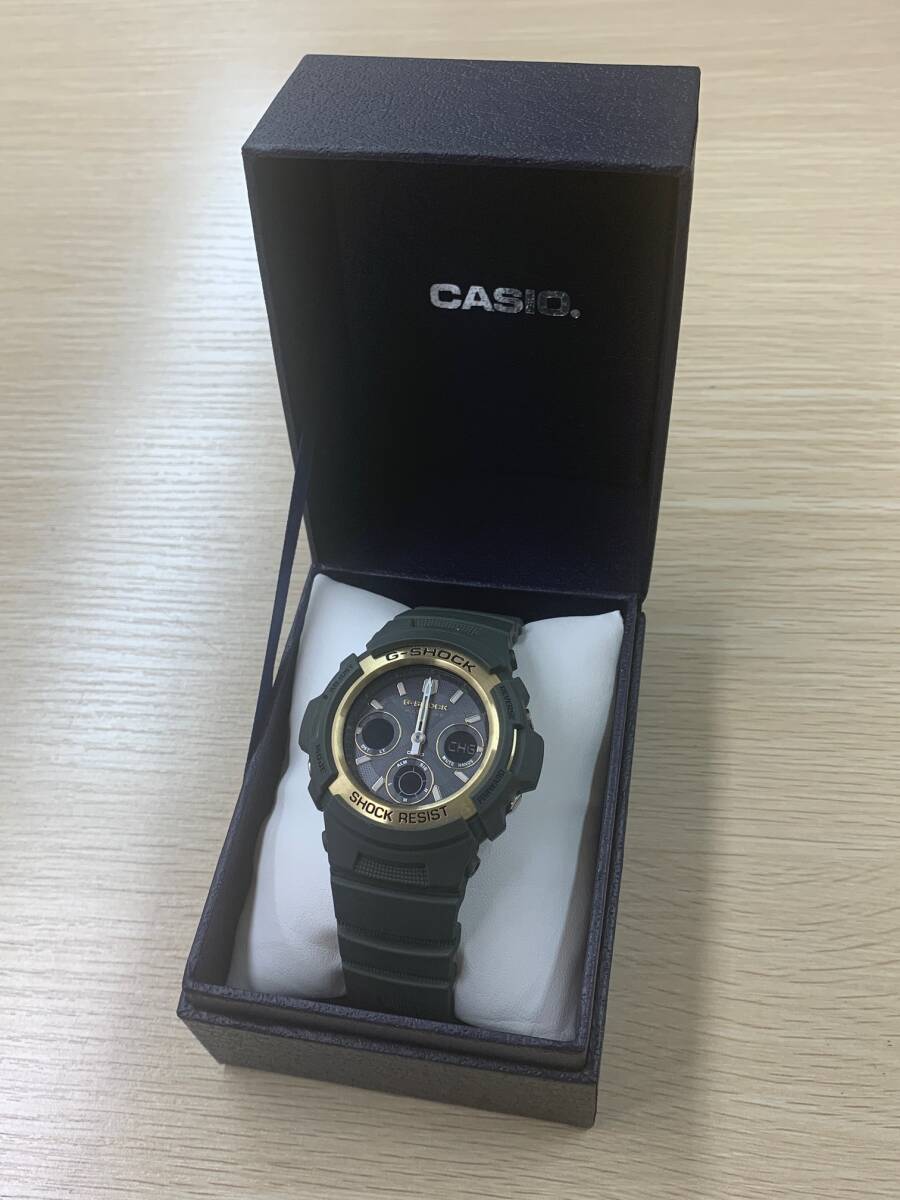 【7050】CASIO カシオ G-SHOCK ジーショック タフソーラー AWG-M100A 腕時計 メンズ ラバーベルト グリーン ブランド コレクション 箱付 _画像1