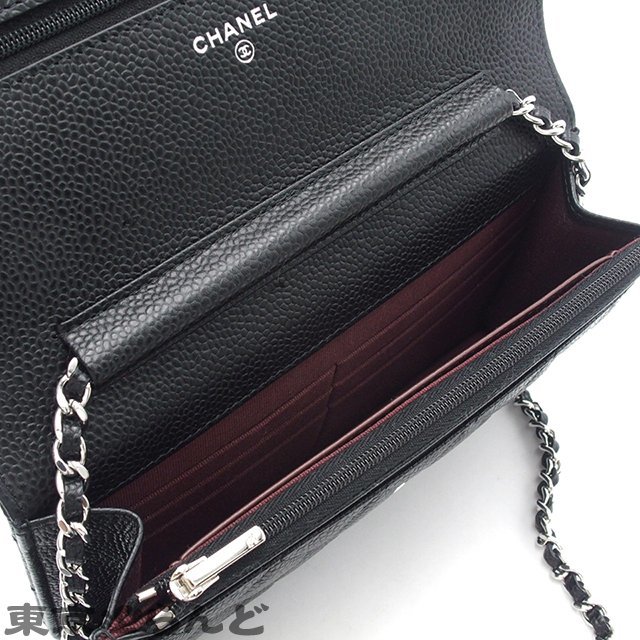 101712127 シャネル CHANEL マトラッセ チェーンウォレット 長財布 AP0250 ブラック シルバー金具 キャビアスキン レディース_画像5