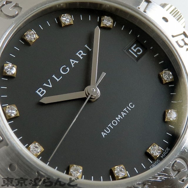 101711604 1円 ブルガリ BVLGARI ディアゴノ スポーツ LCV35S ブラック SS ダイヤモンド 11PD デイト 腕時計 メンズ 自動巻 オートマチック_画像5