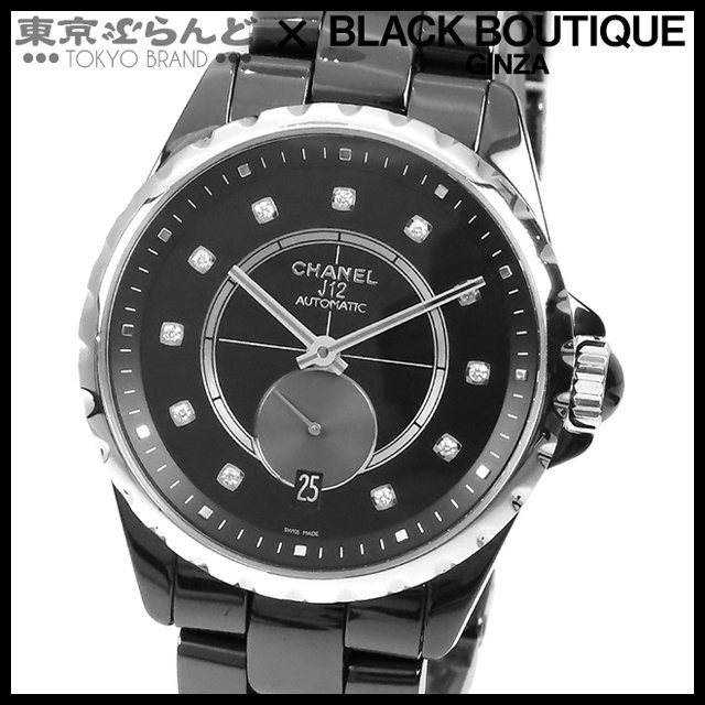 241001012031 シャネル CHANEL J12-365 H4344 ブラック セラミック SS ダイヤモンド 11PD スモールセコンド 腕時計 ユニセックス 自動巻