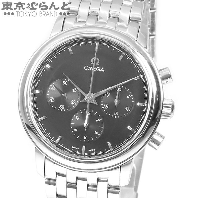 101685344 オメガ OMEGA デビル プレステージ 4540.51 ブラック SS クロノグラフ 腕時計 メンズ 手巻式 オーバーホール済 仕上済_画像1