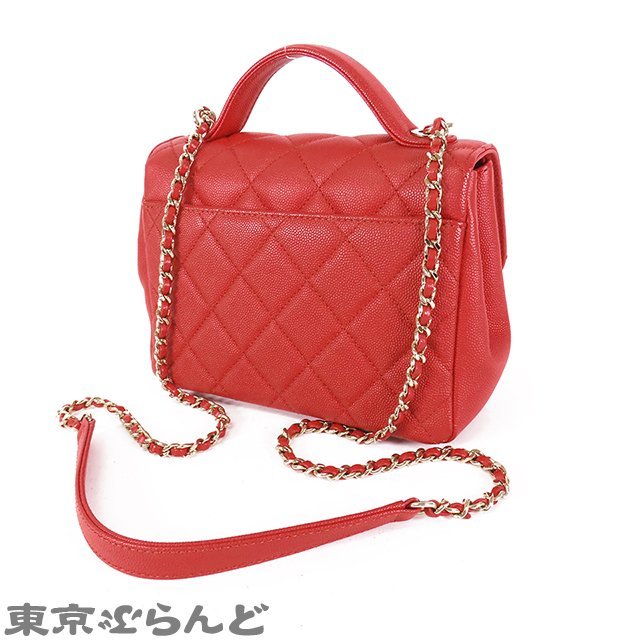 101699486 シャネル CHANEL マトラッセ ビジネス アフィニティ レッド ゴールド金具 キャビアスキン 2WAY ハンドバッグ ショルダーバッグ