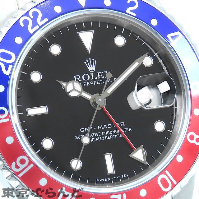 101695399 ロレックス ROLEX GMTマスター 16700 N番 ブラック SS オイスターブレス 赤青ベゼル シングルバックル 腕時計 メンズ 自動巻の画像5