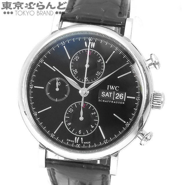 101697790 1円 IWC ポートフィノ クロノグラフ デイデイト IW391002 ブラック SS レザー 腕時計 メンズ 自動巻き 不動 ジャンク 現状_画像1