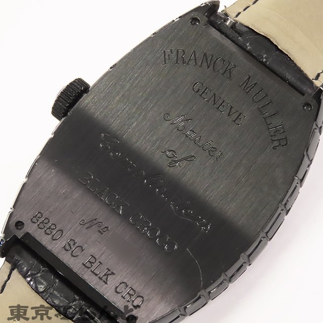 101713408 1円 フランクミュラー トノーカーベックス ブラッククロコ 8880 SC BLK CRO ブラック SS クロコダイル PVD 腕時計 メンズ 自動巻_画像4