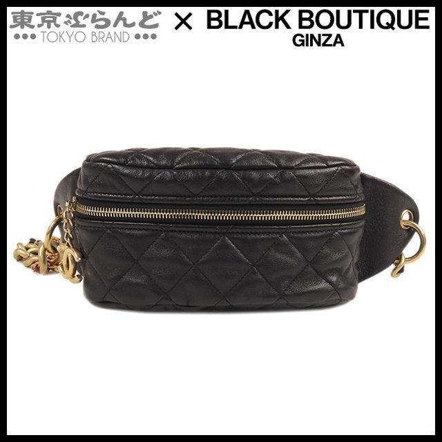 101698309 シャネル CHANEL ボディバッグ ブラック ゴールド金具 レザー マトラッセ ココマーク ウエストバッグ レディース_画像1