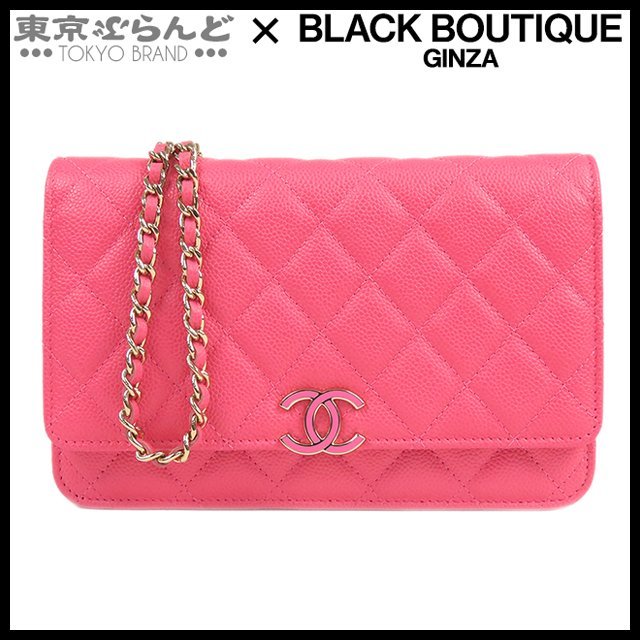 101701327 シャネル CHANEL ピンク ゴールド金具 キャビアスキン マトラッセ ココマーク チェーンウォレット レディース