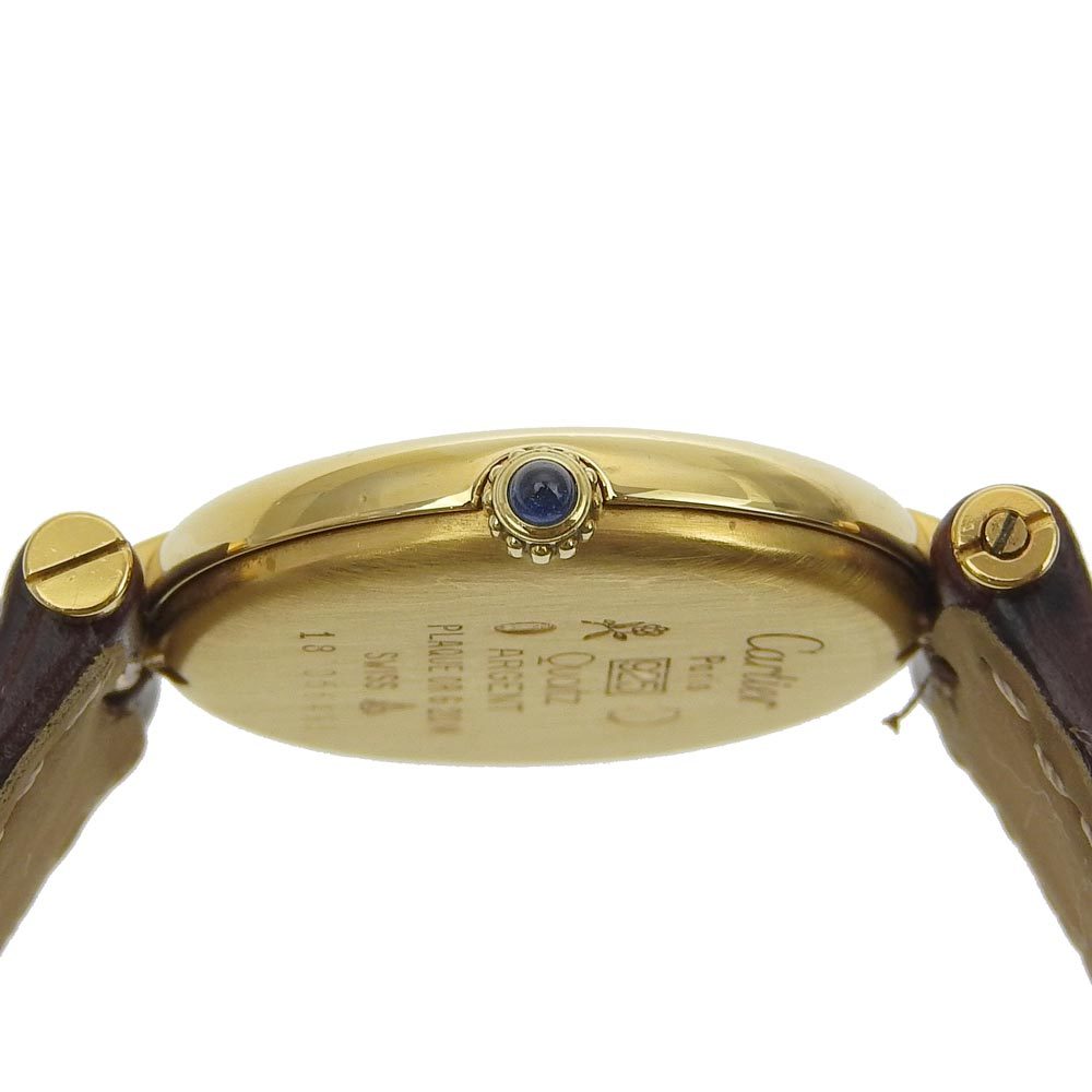 CARTIER Cartier Must Vendome verumeiyu wristwatch silver 925× crocodile Gold quarts lady's [I210123039] used 