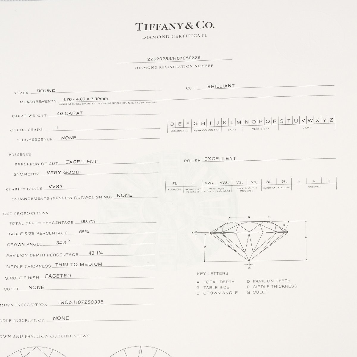 ティファニー リボン ソリティア リング 指輪 6号 0.40ct VVS2/I/2EX Pt950プラチナ ダイヤモンド TIFFANY&Co.【I211323019】中古_画像9