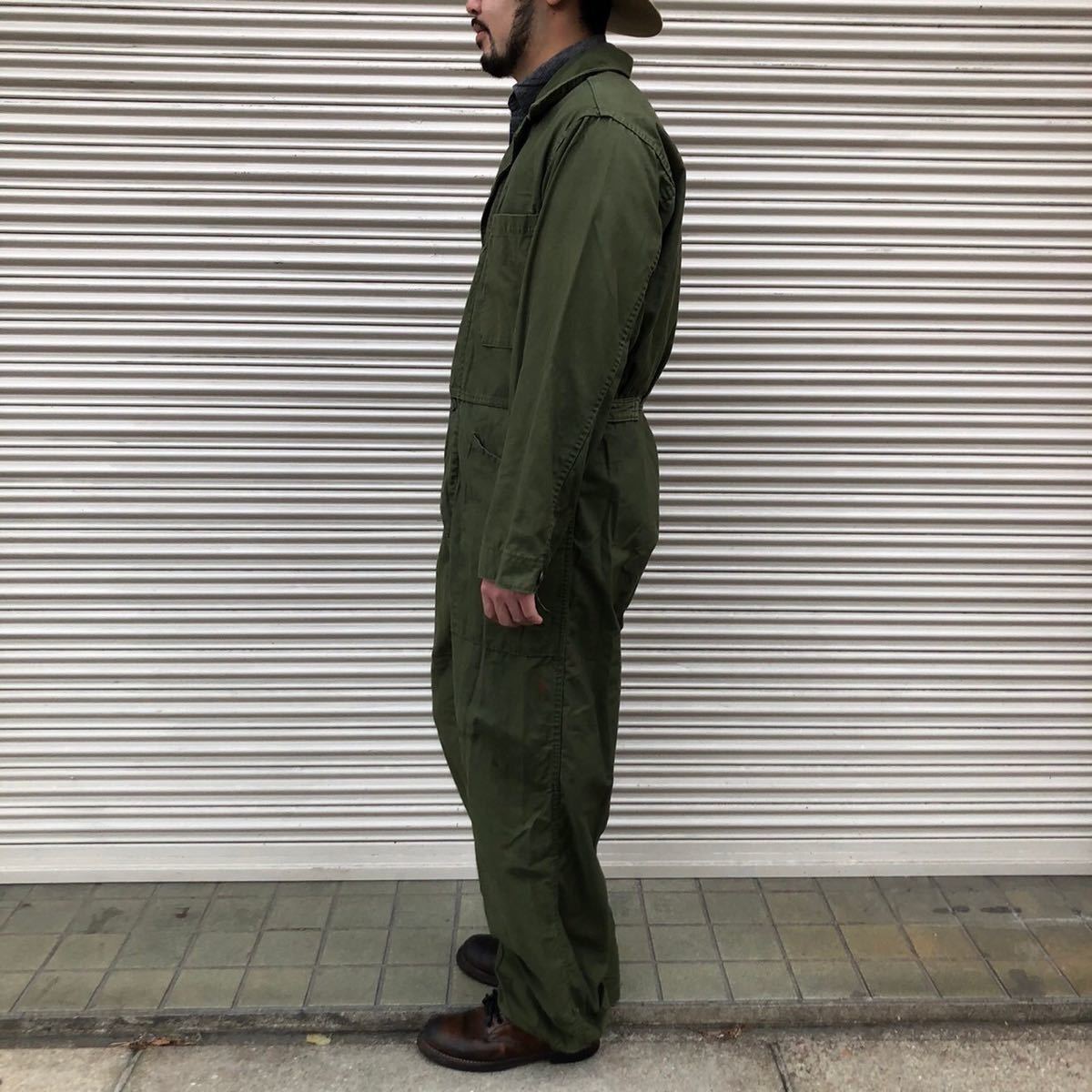 70s 米軍実物 USArmy OG-107 カバーオール COVERALLS ツナギ オールインワン ヴィンテージ USAF 60s コットンサテン フライトスーツ M_画像5