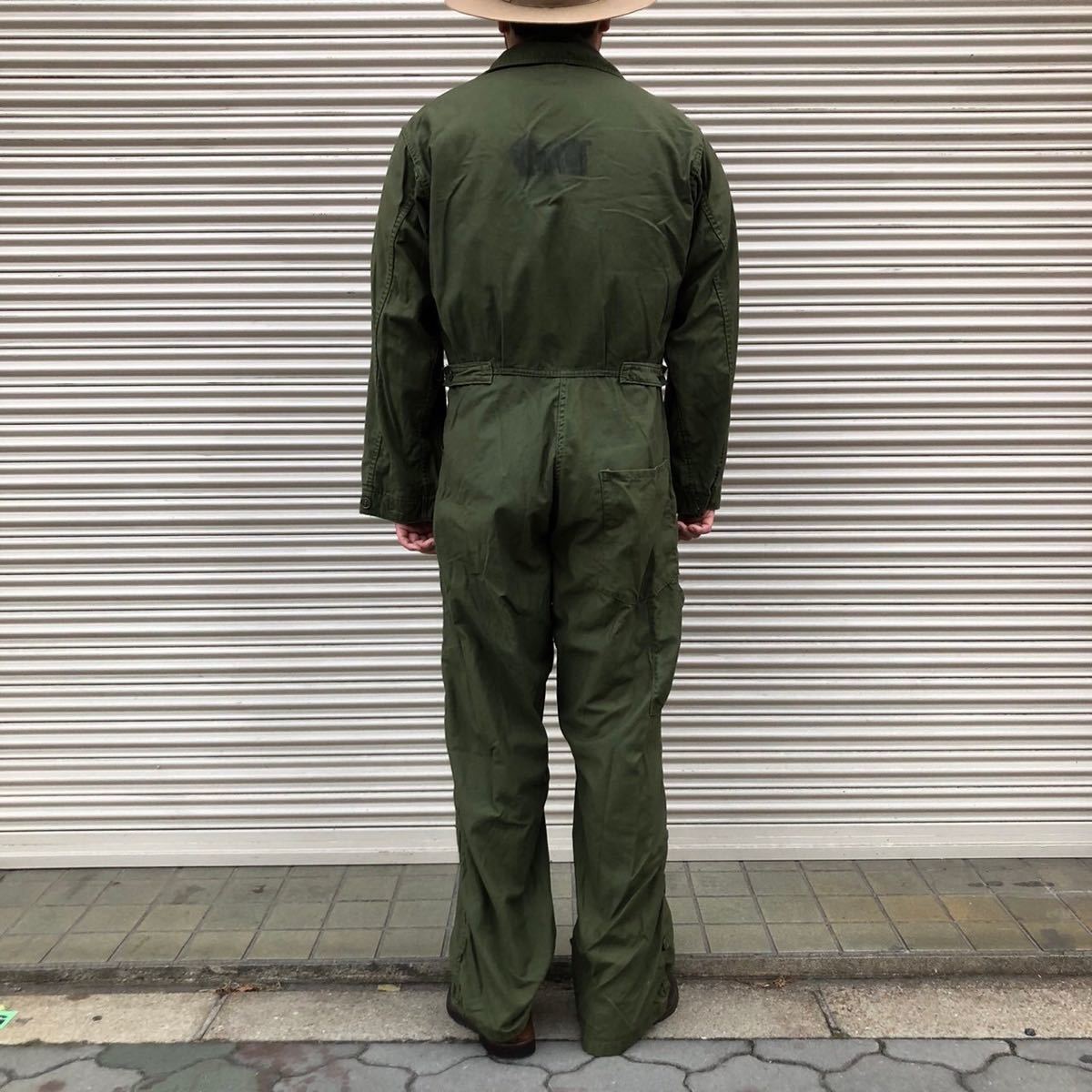 70s 米軍実物 USArmy OG-107 カバーオール COVERALLS ツナギ オールインワン ヴィンテージ USAF 60s コットンサテン フライトスーツ M_画像8