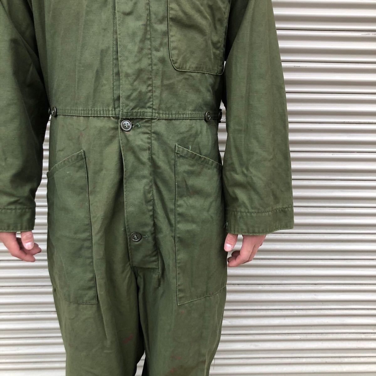 70s 米軍実物 USArmy OG-107 カバーオール COVERALLS ツナギ オールインワン ヴィンテージ USAF 60s コットンサテン フライトスーツ M_画像3