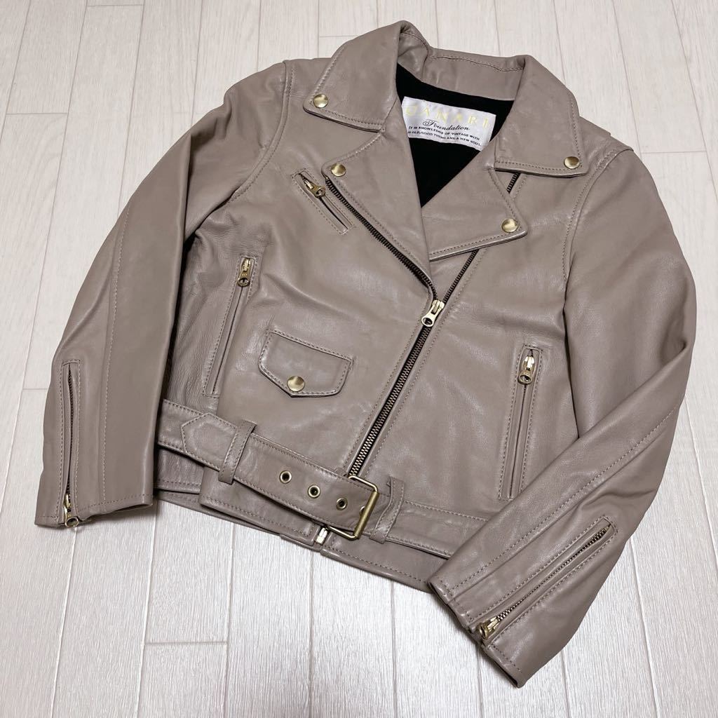  peace 212* CANARI Foundation ram leather rider's jacket Double Rider's lady's beige 