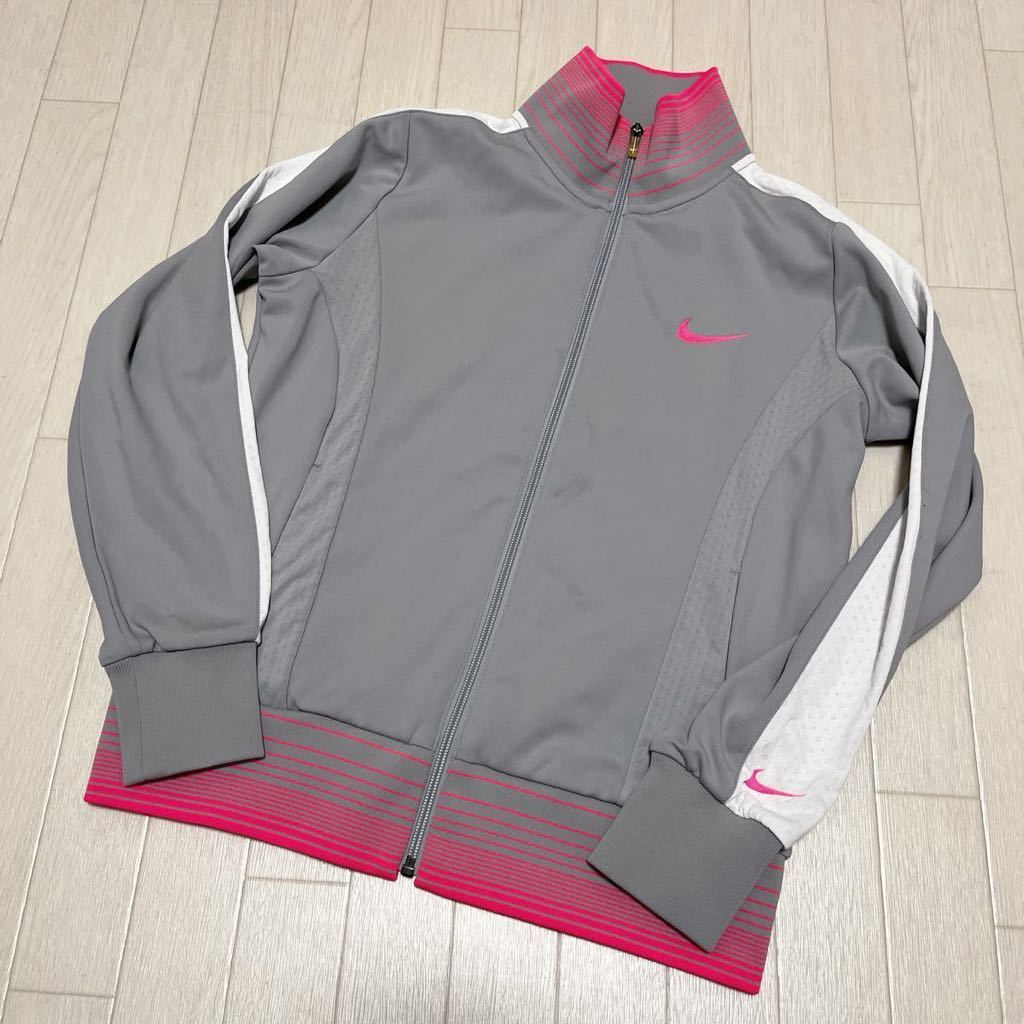  мир 225* NIKE Nike джерси Zip выше блузон спорт одежда dri-fit женский M серый розовый 