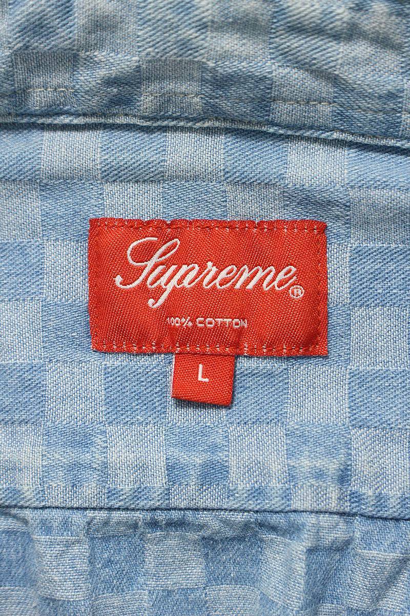 シュプリーム SUPREME 18AW Checkered Denim Shirt サイズ:L チェッカードデニム長袖シャツ 中古 BS99の画像3