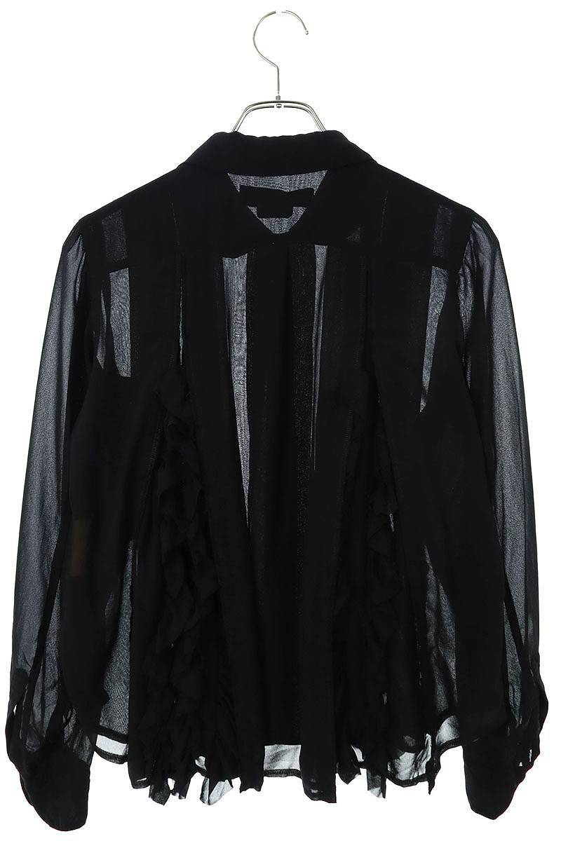  black Comme des Garcons BLACK COMME des GARCONS 1H-B023 size :XS AD2021 frill see-through long sleeve shirt used BS99